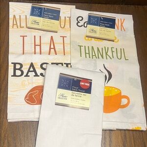 Home Collection Flour Sack Kitchen Towels - White, Orange, Yellow - Fall/Plain